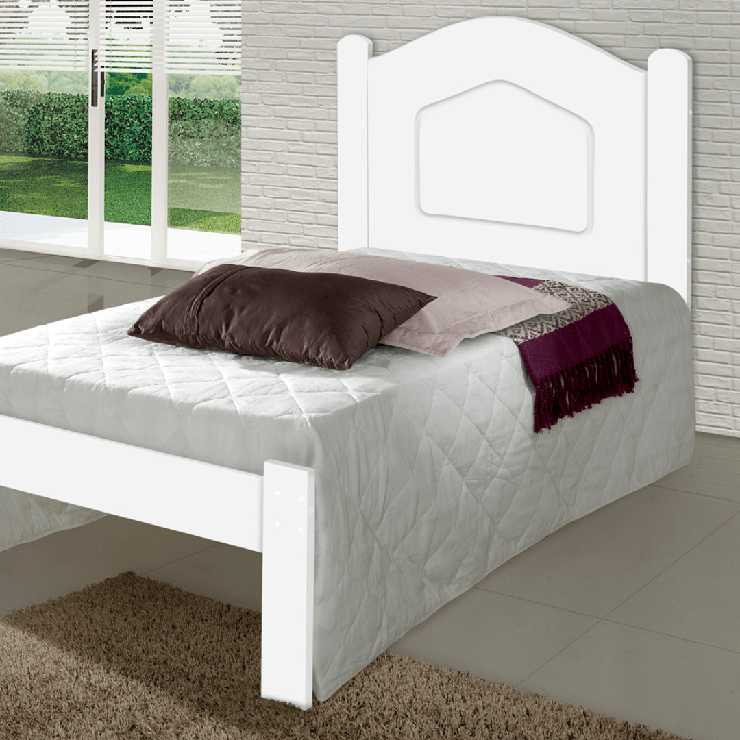 Cama de Solteiro Selene - Branco/Rosa/Ipê