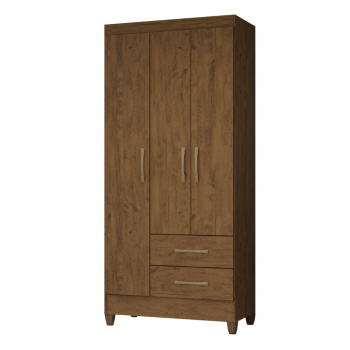 Guarda Roupa Lima - Castanho Wood e Branco