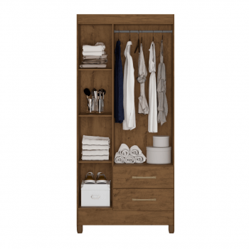 Guarda Roupa Lima - Castanho Wood e Branco